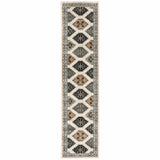 8' Orange And Ivory Runner Rug