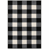 4' X 6' Ivory And Black Gingham Area Rug