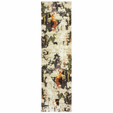 8' Beige And Black Runner Rug
