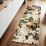8' Beige And Black Runner Rug