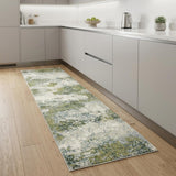 8' Blue And Green Runner Rug