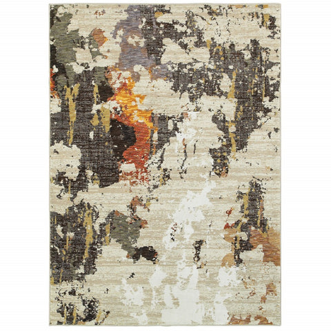3' X 5' Beige And Black Area Rug