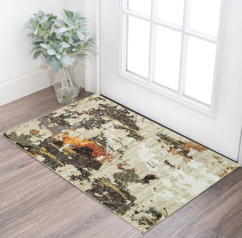 3' X 5' Beige And Black Area Rug