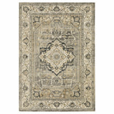 5' X 8' Beige And Gray Medallion Distressed Area Rug