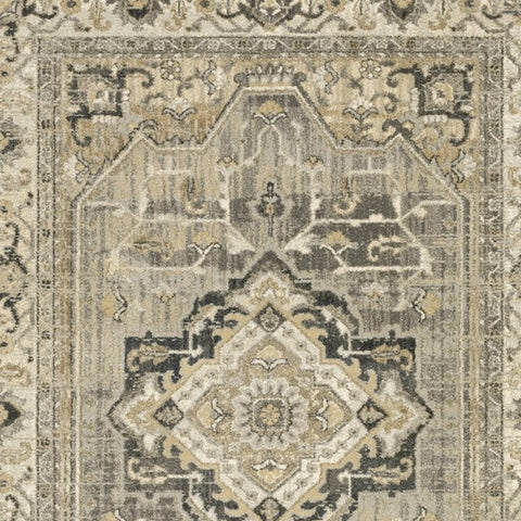 5' X 8' Beige And Gray Medallion Distressed Area Rug