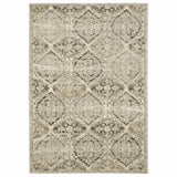5' X 8' Ivory And Gray Trellis Distressed Area Rug