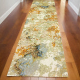 12' Gold And Ivory Runner Rug