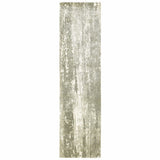 3' X 10' Gray And Ivory Abstract Splash Indoor Runner Rug
