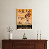 Asia via Honolulu Vintage Travel Unframed Print Wall Art
