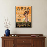 Asia via Honolulu Vintage Travel Unframed Print Wall Art