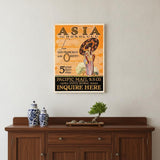 Asia Via Honolulu Vintage Travel Unframed Print Wall Art