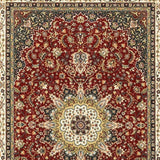 4' X 6' Red And Ivory Floral Medallion Area Rug