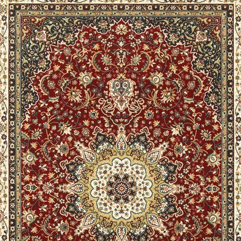 4' X 6' Red And Ivory Floral Medallion Area Rug