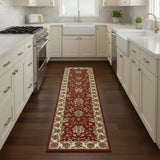 8' Red And Ivory Runner Rug