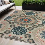5' X 7' Blue And Gray Moroccan Indoor Outdoor Area Rug