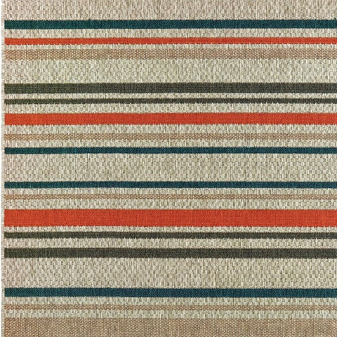 3' X 5' Blue And Gray Striped Indoor Outdoor Area Rug