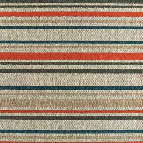 7' X 9' Blue And Gray Striped Indoor Outdoor Area Rug