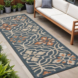 8' Blue And Orange Moroccan Indoor Outdoor Area Rug