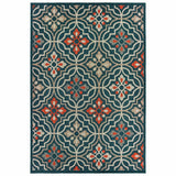 3' X 5' Blue And Orange Moroccan Indoor Outdoor Area Rug