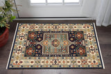 3' X 5' Blue And Ivory Medallion Area Rug
