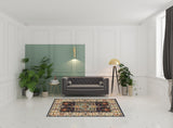 5' X 8' Blue And Ivory Medallion Area Rug