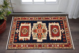 3' X 5' Blue And Red Medallion Area Rug