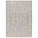 5' X 8' Blue And Ivory Oriental Distressed Area Rug
