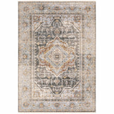 3' X 5' Gray And Blue Medallion Distressed Area Rug