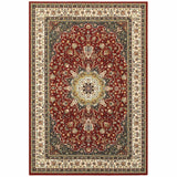 2' X 3' Red And Ivory Area Rug