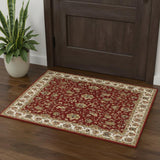 2' X 3' Red And Ivory Area Rug