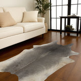 6' X 7' Gray Cowhide Handmade Area Rug