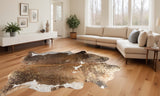 6' X 7' Brown And White Cowhide Area Rug