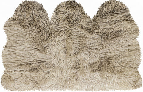 3' X 5' Taupe Natural Sheepskin Area Rug