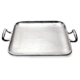 17" Silver Square Stainless Steel Indoor Outdoor Tray With Handles