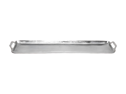 36" Silver Stainless Steel Serving Tray With Handles