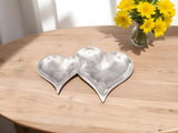 Two Section Textured Silver Heart Shaped Tray