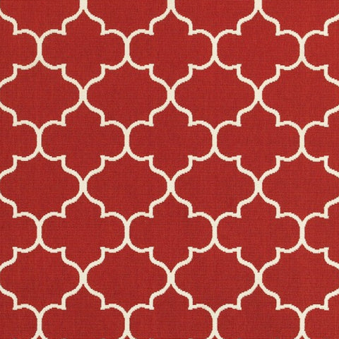 7' X 10' Red And Ivory Indoor Outdoor Area Rug
