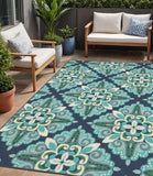 5' X 8' Blue And Green Indoor Outdoor Area Rug