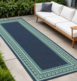 2' X 8' Blue and Green Indoor Outdoor Area Rug