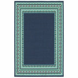 5' X 8' Blue and Green Indoor Outdoor Area Rug