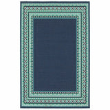 5' X 8' Blue and Green Indoor Outdoor Area Rug
