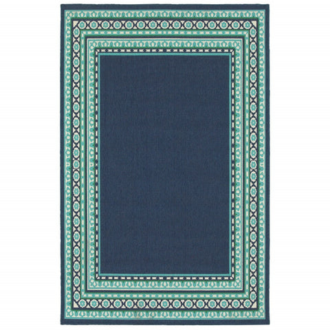5' X 8' Blue and Green Indoor Outdoor Area Rug