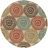 8' X 8' Beige Round Indoor Outdoor Area Rug