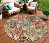 8' X 8' Beige Round Indoor Outdoor Area Rug