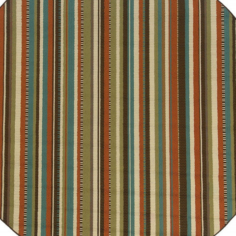 8' X 8' Green Round Indoor Outdoor Area Rug