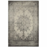 7' X 10' Ivory And Gray Pale Medallion Area Rug