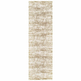 2' X 8' Ivory And Gray Abstract Strokes Runner Rug