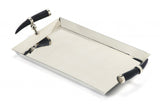 19" Silver Stainless Steel Serving Tray With Horn Handles