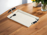 19" Silver Stainless Steel Serving Tray With Horn Handles