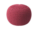 19" Pink Wool Round Pouf Ottoman